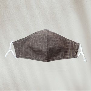 brown plaid adjustable strap adult face mask